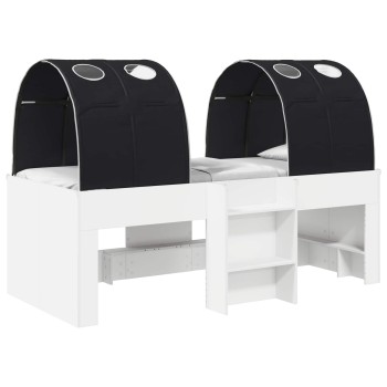 Ágy alagúttal 4 pcs fehér és fekete szerelt fa
