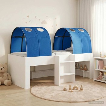 Ágy alagúttal 4 pcs fehér és kék szerelt fa