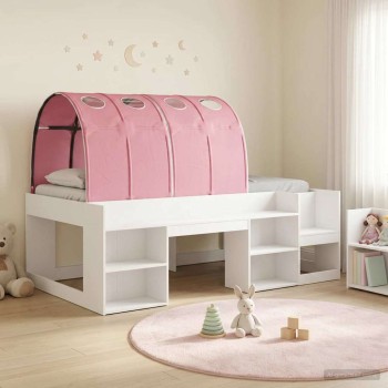 Ágy alagúttal 4 pcs fehér és rózsaszín szerelt fa