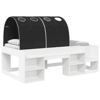 Ágy alagúttal 4 pcs fehér és fekete szerelt fa