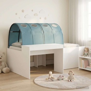 Ágy alagúttal 4 pcs artisian tölgy és világoskék szerelt fa
