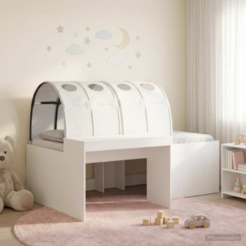Ágy alagúttal 4 pcs artisian tölgy és fehér szerelt fa