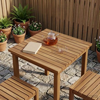 Asztallap 50 x 50 x 3,5 cm négyzet tömör teakfa természetes