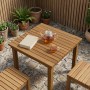 Asztallap 60 x 60 x 3,5 cm négyzet tömör teakfa természetes