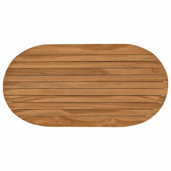 Asztallap 80 x 40 x 3,5 cm ovális tömör teakfa természetes