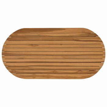 Asztallap 100 x 50 x 3,5 cm ovális tömör teakfa természetes