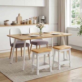 Vidaxl bárszék ekai 2 pcs fehér 40 x 29 x 45,5 cm tömör fenyőfa