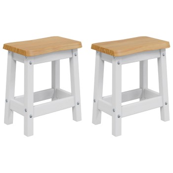Vidaxl bárszék ekai 2 pcs fehér 40 x 29 x 45,5 cm tömör fenyőfa
