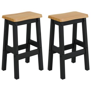 Vidaxl magas bárszék ekai 2 pcs fekete 40 x 29 x 63 cm tömör fenyőfa