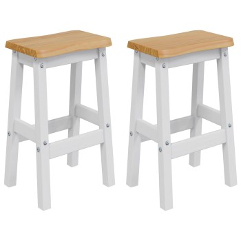 Vidaxl magas bárszék ekai 2 pcs fehér 40 x 29 x 63 cm tömör fenyőfa