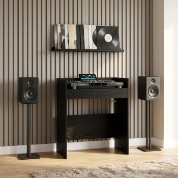 Dj asztal fekete tölgy 102 x 45 x 102 cm szerelt fa