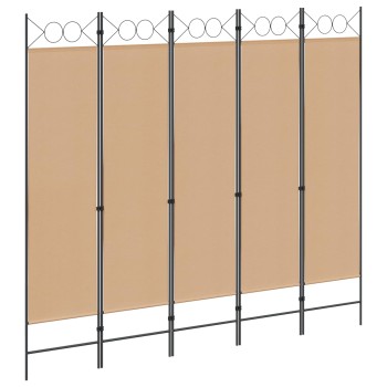 5-paneles szoba elválasztó bézs 200 x 180 cm szövet
