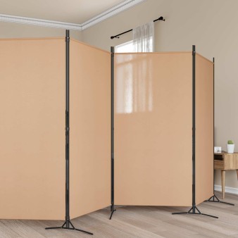 6-paneles szobaelválasztó bézs 520 x 180 cm szövet