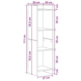Könyvszekrény antik fa 30 x 30 x 111 cm szerelt fa Könyvszekrény antik fa 30 x 30 x 111 cm szerelt fa