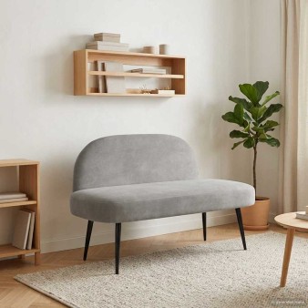 Kárpitozott pad háttámlával világosszürke 110 x 60 x 76 cm