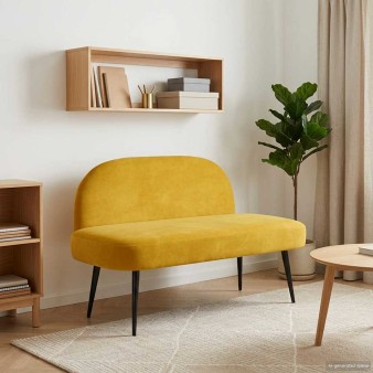 Kárpitozott pad háttámlával sárga 110 x 60 x 76 cm bársony