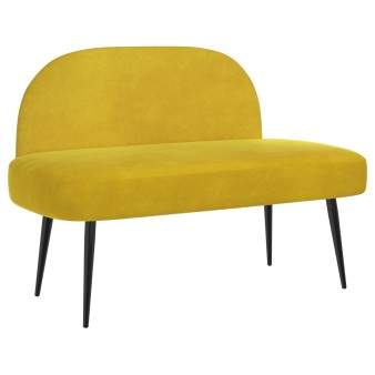 Kárpitozott pad háttámlával sárga 110 x 60 x 76 cm bársony