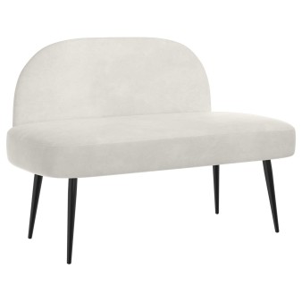 Kárpitozott pad háttámlával krémszínű 110 x 60 x 76 cm bársony