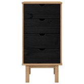 Fiókos szekrény otta fekete 45 x 39 x 90 cm tömör fenyőfa