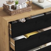 Fiókos szekrény otta fekete 76,5 x 39,5 x 90 cm tömör fenyőfa