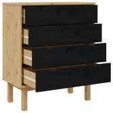 Fiókos szekrény otta fekete 76,5 x 39,5 x 90 cm tömör fenyőfa