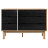Fiókos szekrény otta fekete 111 x 43 x 73,5 cm tömör fenyőfa Fiókos szekrény otta fekete 111 x 43 x 73,5 cm tömör fenyőfa
