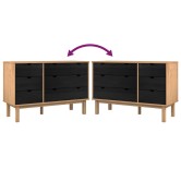 Fiókos szekrény otta fekete 111 x 43 x 73,5 cm tömör fenyőfa Fiókos szekrény otta fekete 111 x 43 x 73,5 cm tömör fenyőfa