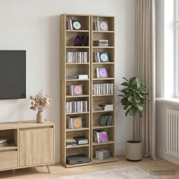 Cd szekrény 2 db sonoma tölgy 33 x 23,5 x 175 cm szerelt fa