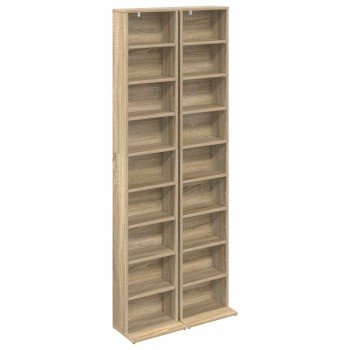 Cd szekrény 2 db sonoma tölgy 33 x 23,5 x 175 cm szerelt fa