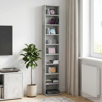 Cd szekrény betonszürke 33 x 23,5 x 175 cm szerelt fa
