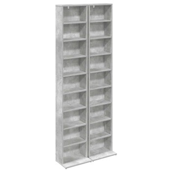 Cd szekrény 2 db betonszürke 33 x 23,5 x 175 cm szerelt fa