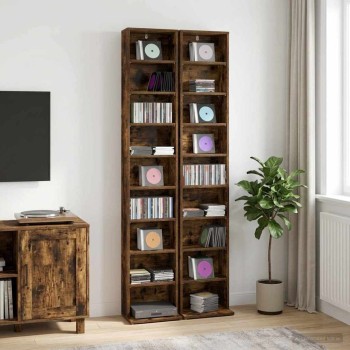 Cd szekrény 2 db füstös tölgy 33 x 23,5 x 175 cm szerelt fa