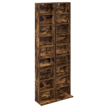 Cd szekrény 2 db füstös tölgy 33 x 23,5 x 175 cm szerelt fa