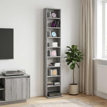 Cd szekrény szürke sonoma 33 x 23,5 x 175 cm szerelt fa