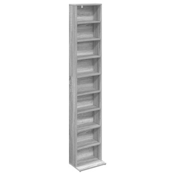 Cd szekrény szürke sonoma 33 x 23,5 x 175 cm szerelt fa
