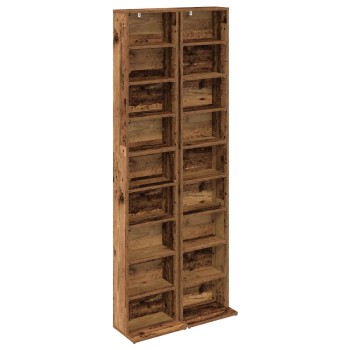 Cd szekrény 2 db antik fa 33 x 23,5 x 175 cm szerelt fa
