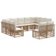 Kültéri kanapé szett 11 pcs természetes és krémszínű fehér