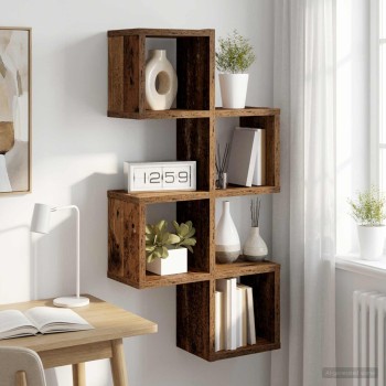 Falpolc falra szerelhető antik fa 39 x 15 x 76 cm szerelt fa