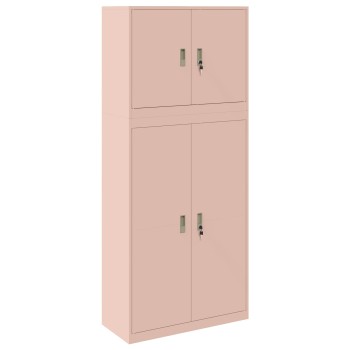 Tárolószekrény 2 db rózsaszín 90 x 40 x 210 cm acél zárolható