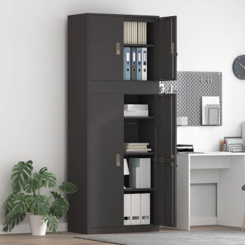 Tárolószekrény 2 db fekete 80 x 40 x 210 cm acél zárolható