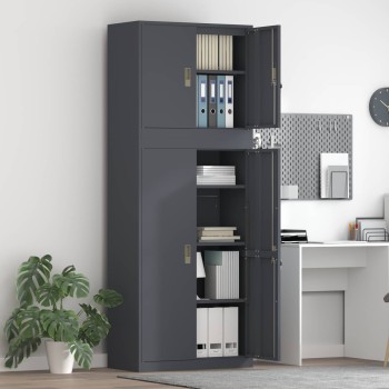 Tárolószekrény 2 db antracitszürke 80 x 40 x 210 cm acél
