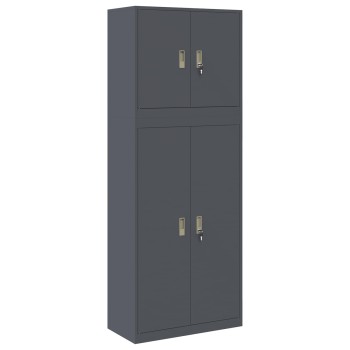 Tárolószekrény 2 db antracitszürke 80 x 40 x 210 cm acél