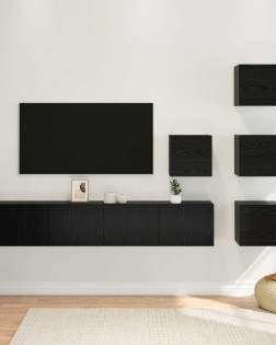 Tv szekrény garnitúra 6 pcs 80 x 30 x 30 cm fekete tölgy