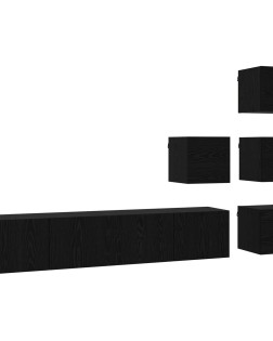Tv szekrény garnitúra 6 pcs 80 x 30 x 30 cm fekete tölgy