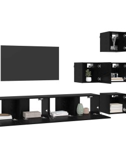 Tv szekrény garnitúra 6 pcs 80 x 30 x 30 cm fekete tölgy