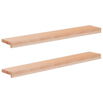 Ablakpárkányok 2 db természetes 90 x 15 x 2 cm tömör bükkfa