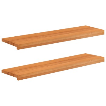 Ablakpárkányok 2 db világos barna 100 x 30 x 2 cm tömör bükkfa