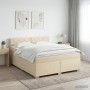 Boxspring ágy matraccal krémszínű 160 x 200 cm szövet