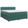 Boxspring ágy matraccal sötétzöld 200 x 200 cm bársony