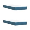 Boxspring ágy matraccal fejtámlával kék 200 x 200 cm bársony